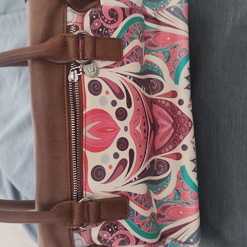 Desigual Pink and Brown Patterned Satchel - Picture 5 of 7